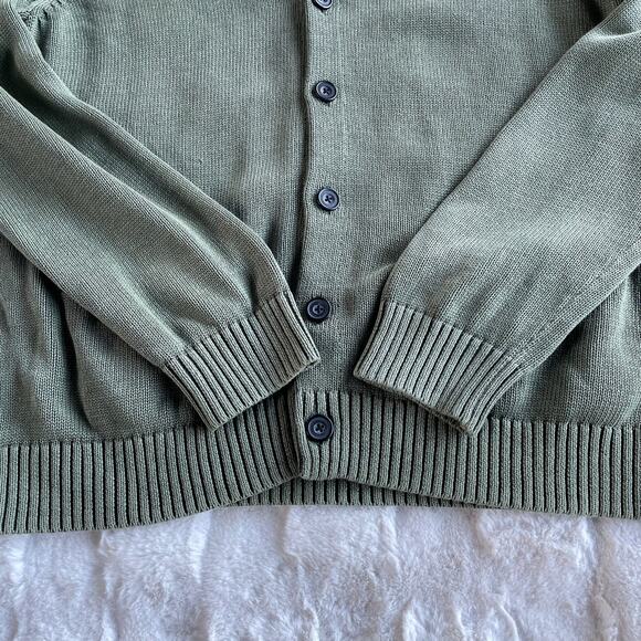 🔥Goodthreads Green Cotton Knitted Sweater Cardigan Kurt Cobain Grunge Grandpa - Picture 7 of 15